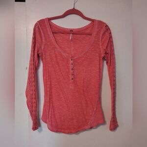 Small Pink Free People Henley Shirt
